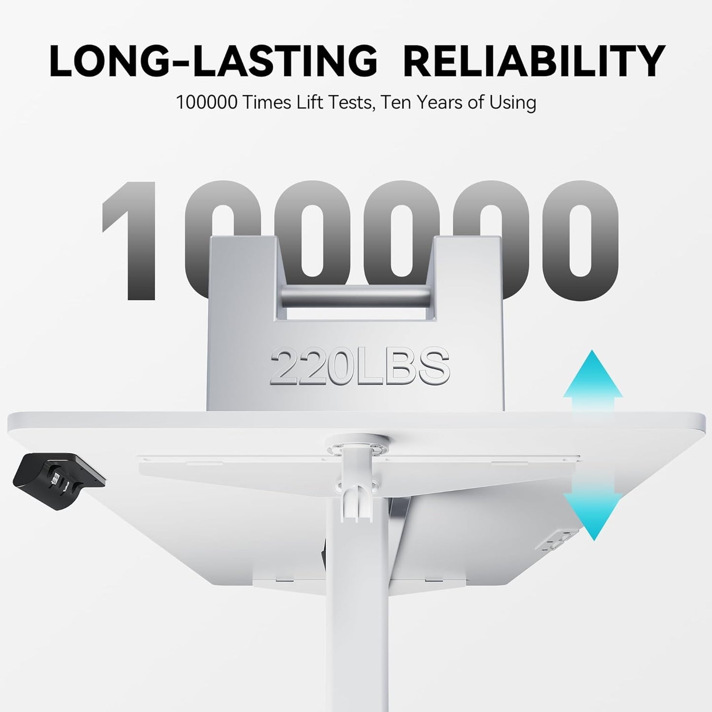 Electric Standing Desk Adjustable Height 55"x24" Stand Up Desk with Lockable Wheels Ergonomic Sit Stand Desk for for Work Office Home Computer Workstation (White)