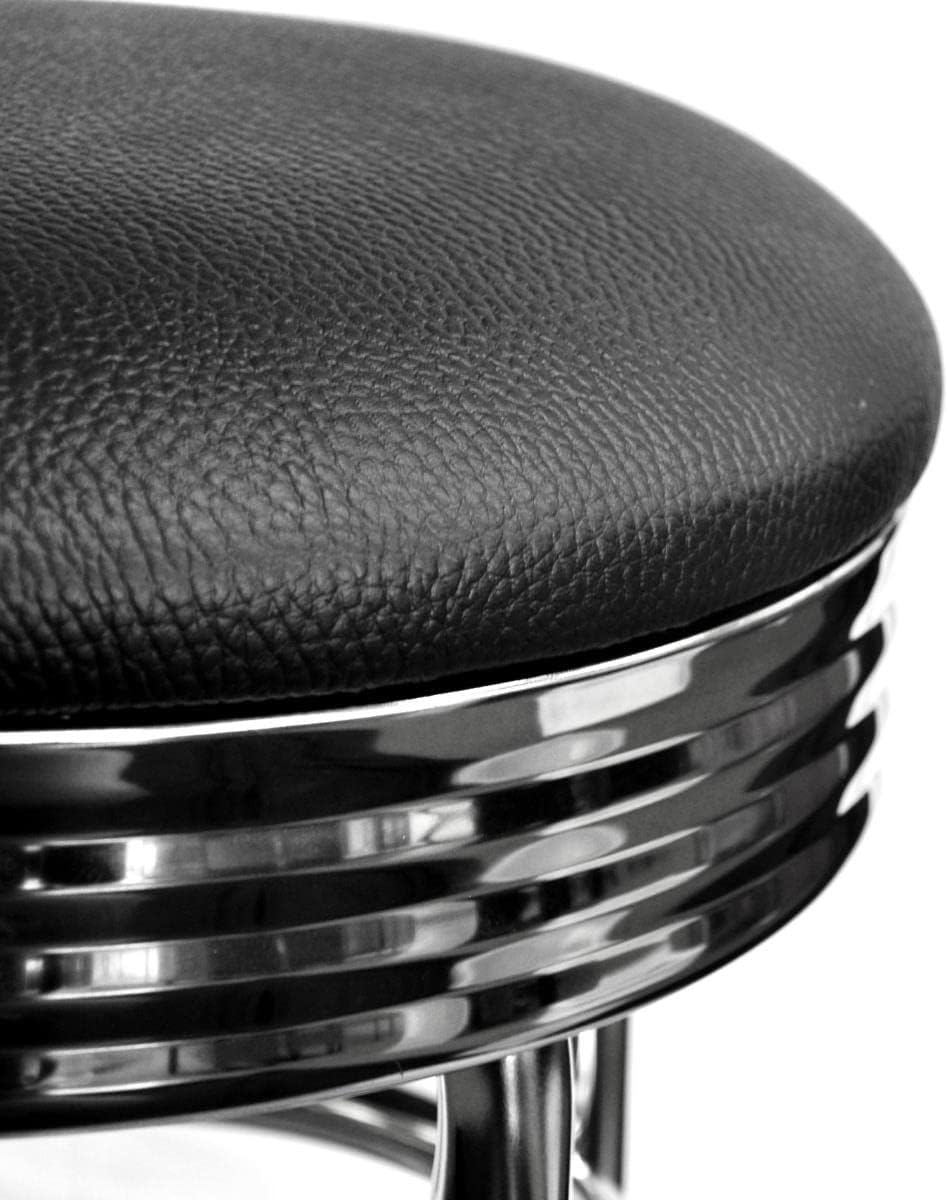 TRINITY Heavy Duty 30-Inch Backless Swivel Bar Stool for Kitchen, Garage, or Workshop, Chrome Finish with Faux Leather Seat, 1 Pack, Black
