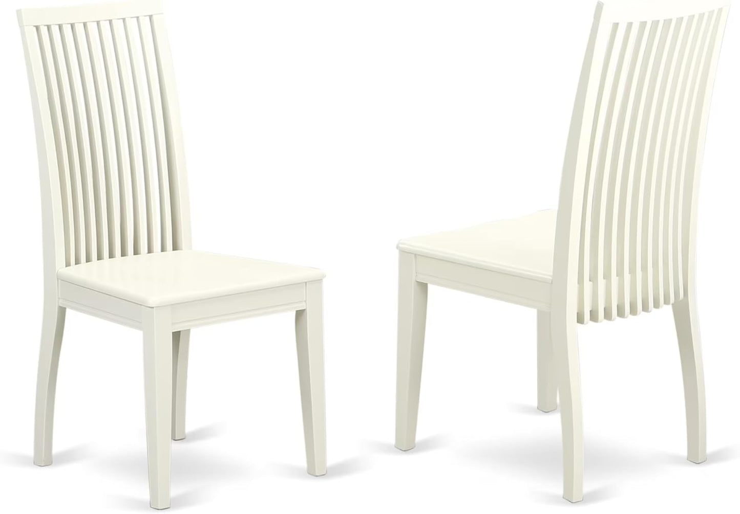 East West Furniture DMIP3-LWH-W 3 Piece Kitchen Table & Chairs Set Contains a Round Dining Table with Dropleaf and 2 Dining Room Chairs, 42x42 Inch, Linen White