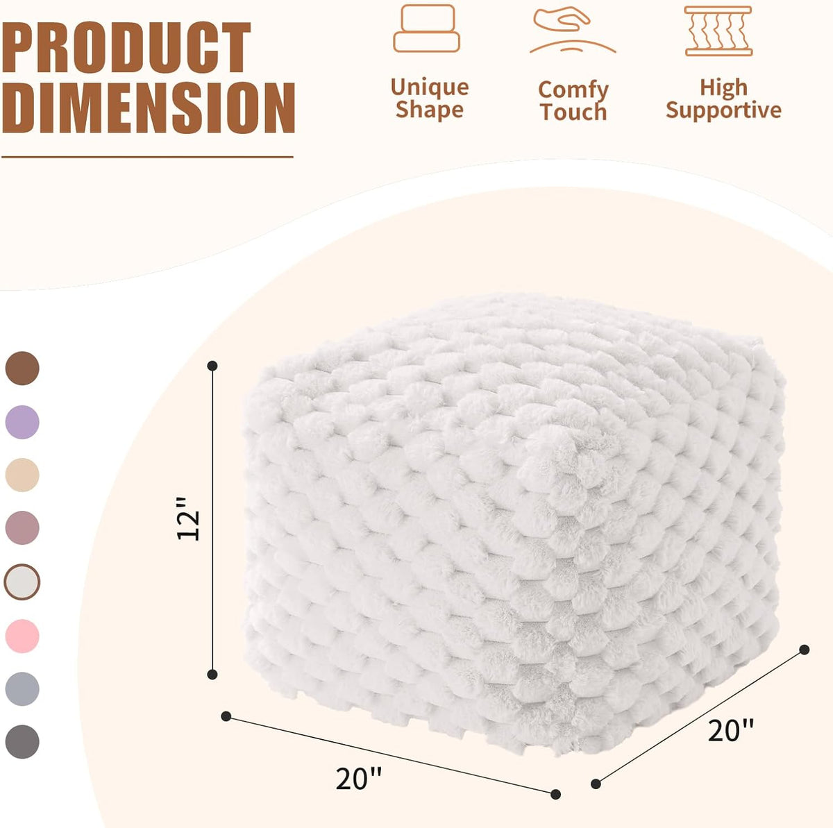 Bean Bag Chair Foot Rest, Modern Comfy Couch Sofa Ottoman for Adult, Faux Fur Foot Stool with Filler, Soft Cozy Footrest for Bedroom, Living Room
