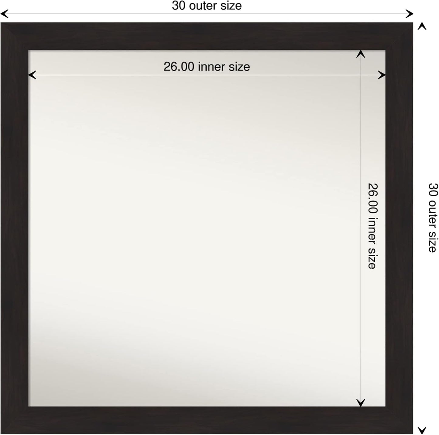 Amanti Art Brown Bathroom Mirror for Over Sink, 32x32 Furniture Espresso Square Vanity Mirror, Large Casual Frame, Hangs Horizonally and Vertically, Bathroom Wall Decor, Non-Beveled Edge from WI, USA