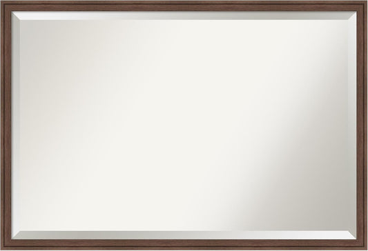 Amanti Art Brown Wall Mirror 26x38 Florence Medium Brown Rectangle Bathroom Mirror for Wall Decor Living Room, Large Casual Frame, Hangs Horizonally and Vertically, Bathroom Decor, Beveled Edge