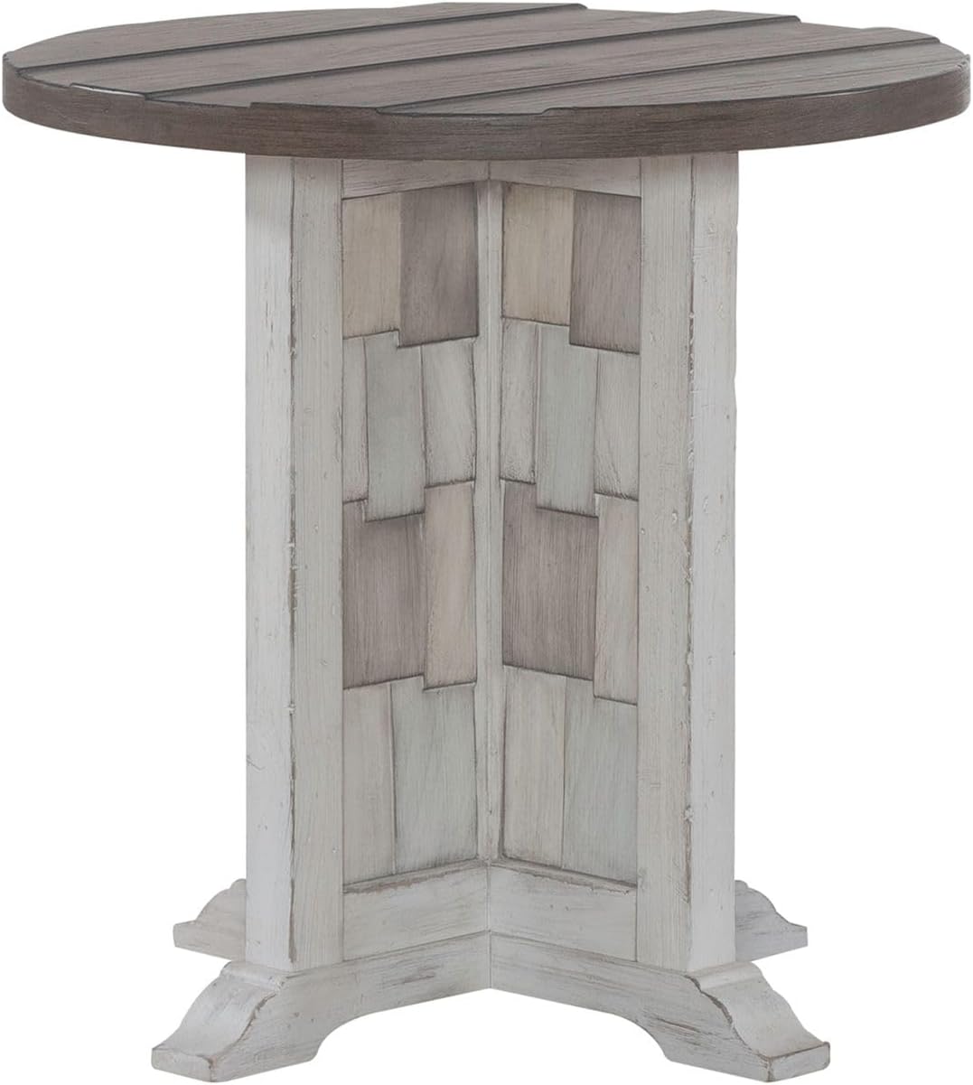 Liberty Furniture River Place Living Room Round Chairside Table - Riverstone White & Tobacco