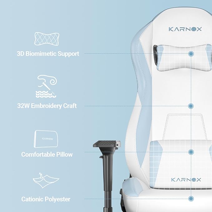 KORNOX Ergonomic Gaming Chair PU Leather with Footrest for Adults,Office Chair High Back,Gaming Chair Racing Height Adjustable for Teens,Game Chair with Headrest and Lumbar Support for Girl,White