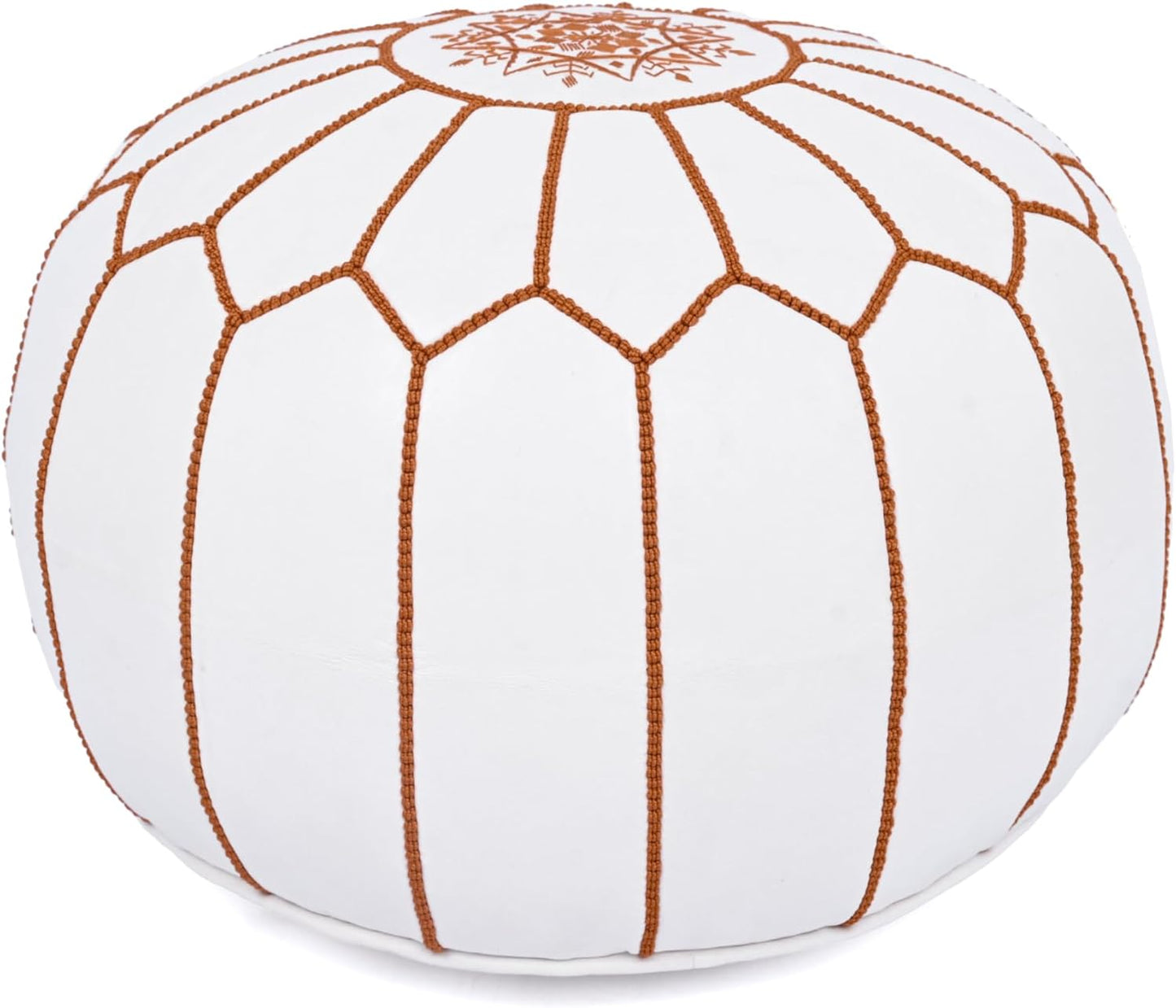 Marrakesh Gallery Genuine Leather Round Pouf Unstuffed - Moroccan Ottoman Footstool, Footrest Cover - Boho Decor - Bohemian Living Room, Bedroom, Kids Room, Gift & Wedding