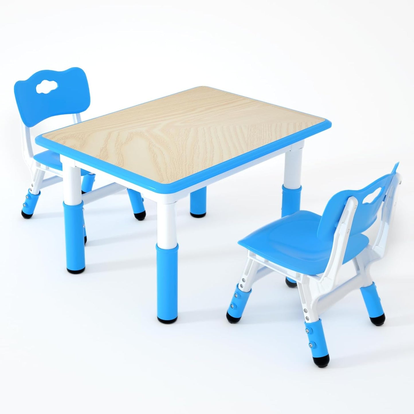 Kids Table and 2 Chairs Set，Height Adjustable Children Table & Chair，Toddlers Study Multi-Activity Table with 31.5"x23.6" Wipe-Clean Desktop，for Classrooms, Homes & Daycares