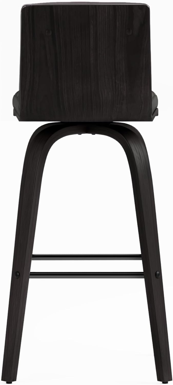 Armen Living Vienna 26" Swivel Counter Stool in Black Wood Finish with Gray Faux Leather - Set of 4