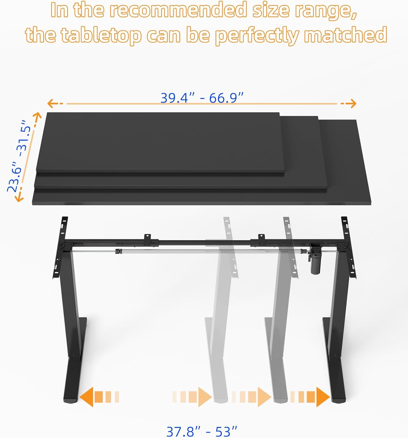 YIHAYO Standing Desk Frame, DIY Workstation, Frame Only, Adjustable Desk with Memory Smart Pannel, Sit Stand Desk for Home Office (Black)