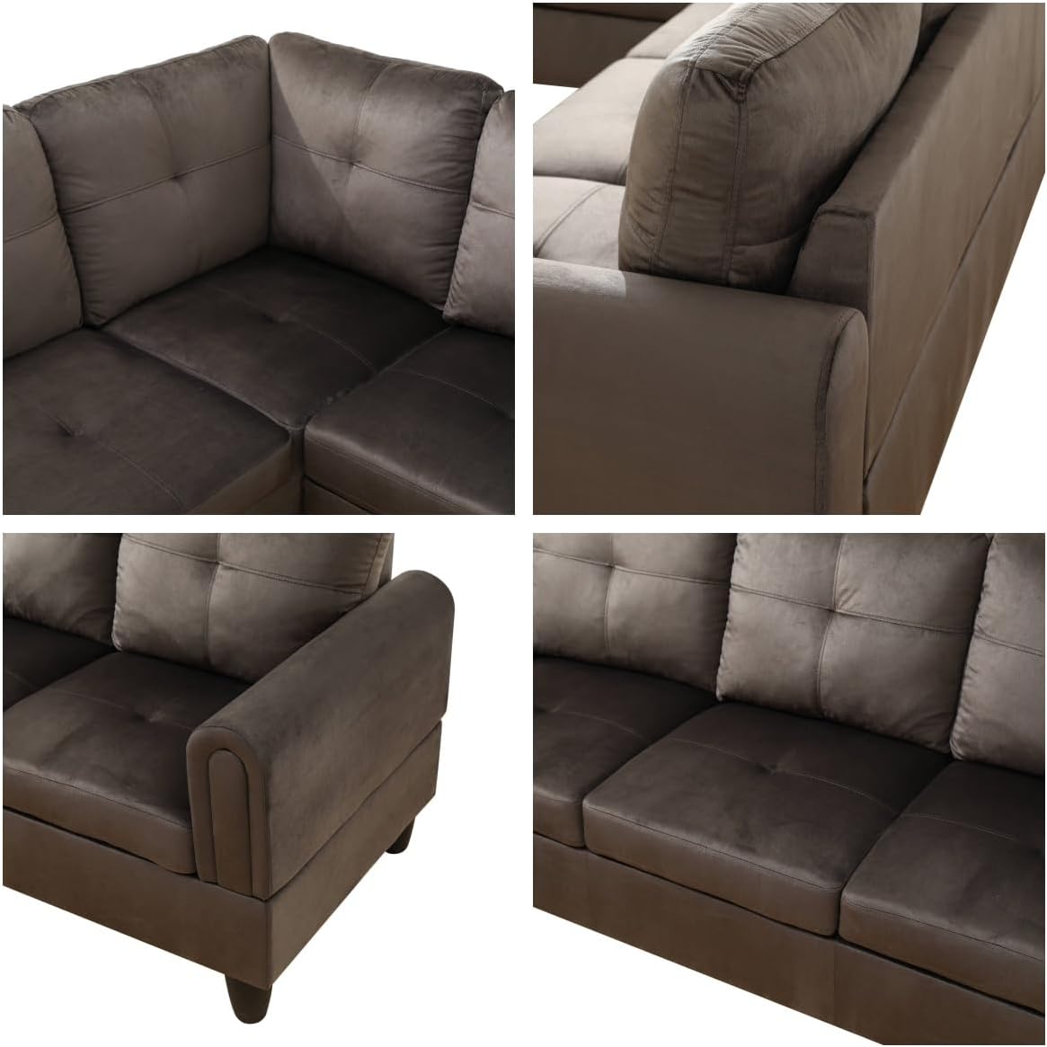 NAYSAYE Sectional Couch with Ottoman Storage, L Shaped Couch Sofa Furniture Sets, Modern Comfy Modular Comfy Sofa for Living Room Bedroom, Office and Apartment, Brown