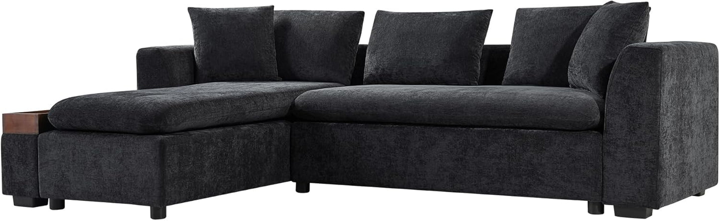 Ball & Cast Modular L-Shaped Sectional Sofa with Storage - 93.8" Chenille Fabric Couch, Deep Seating & Matching Pillows, Modern Living Room Furniture,Blue