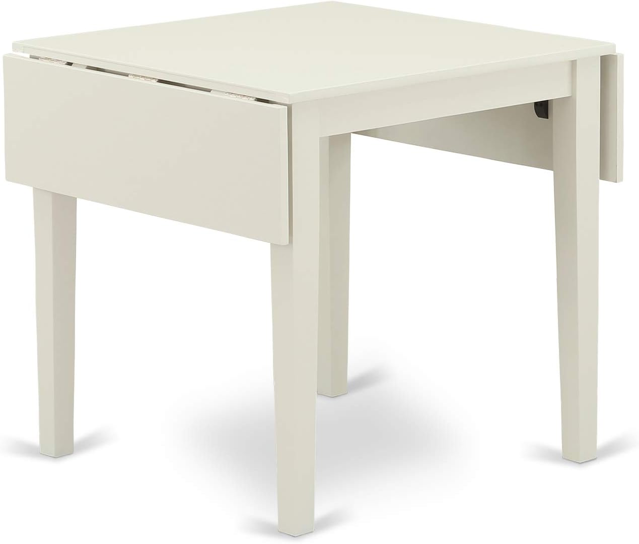 East West Furniture 1NDEN5-LWH-06 5 Piece Dining Table Set for 4 Includes a Rectangle Kitchen Table with Dropleaf and 4 Dark Shitake Linen Fabric Upholstered Chairs, 30x48 Inch, Linen White