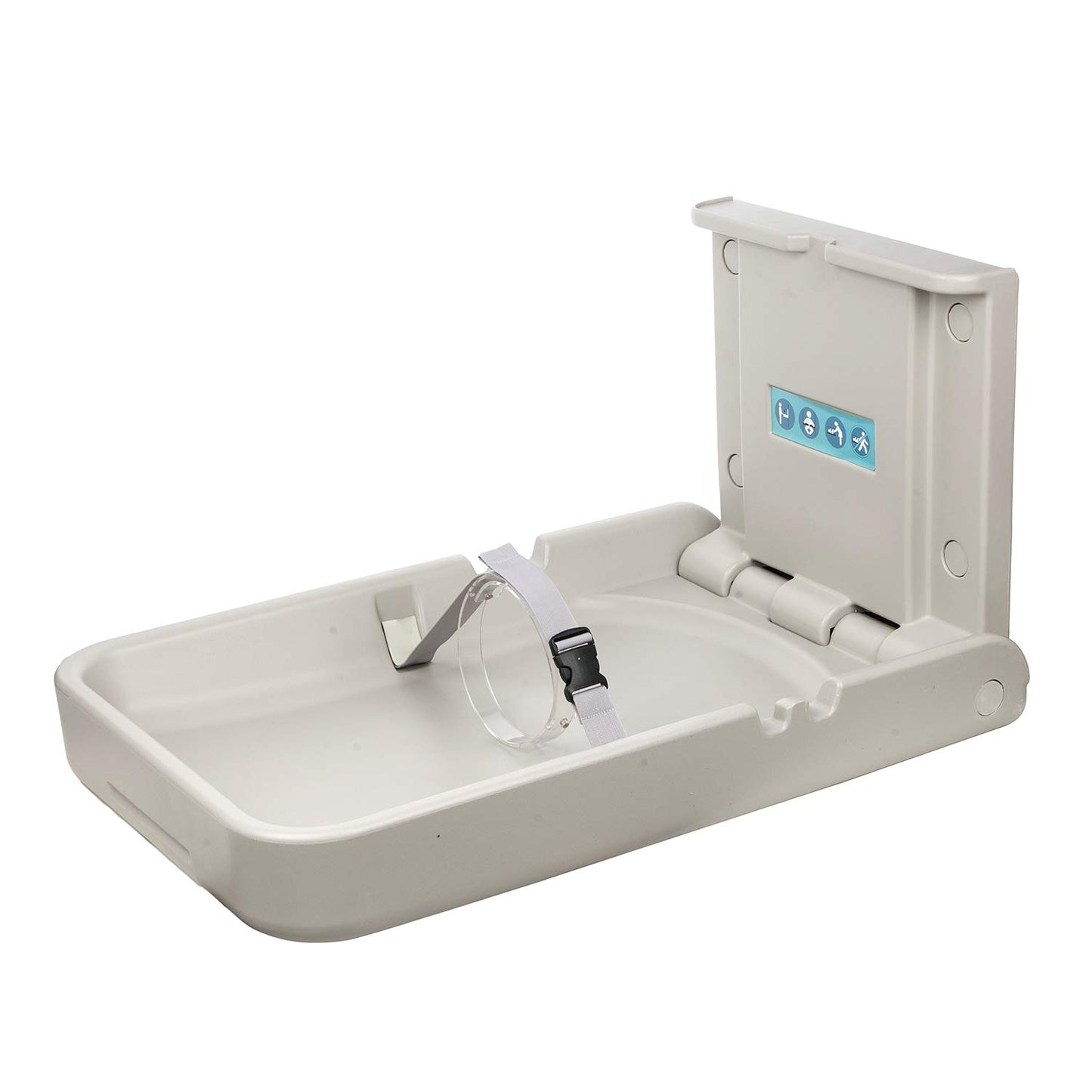 Baby Changing Diaper Station - Vertical Wall Mounted, Sturdy & Durable- with Safety Straps for Commercial Restrooms(White Granite)