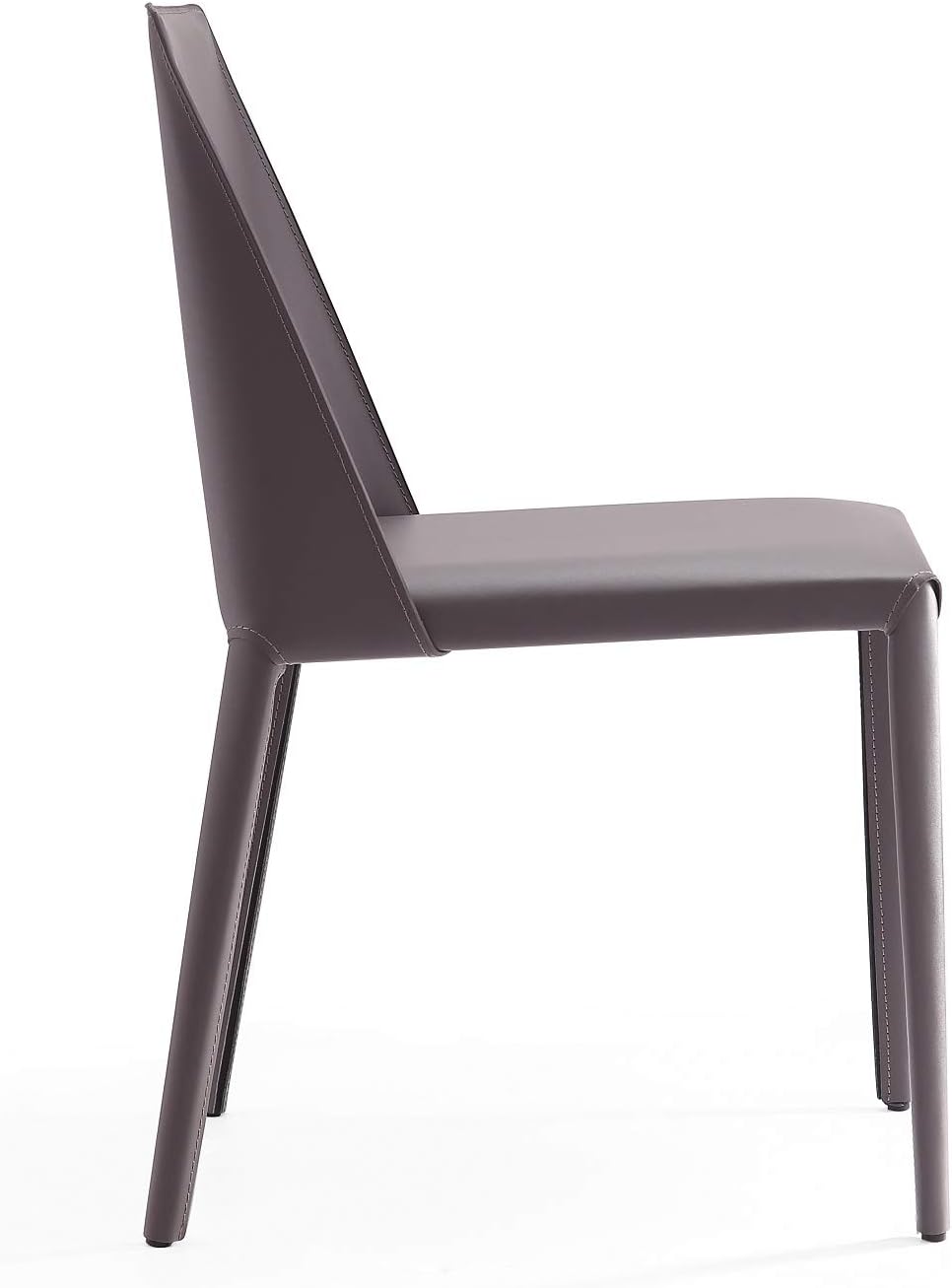 Manhattan Comfort Paris 8-Piece Leather Dining Chair and Armchair Set, Upholstered in Luxurious Saddle Material, Metal Frame, Ideal for Industrial and Coastal Homes, No Assembly, Grey