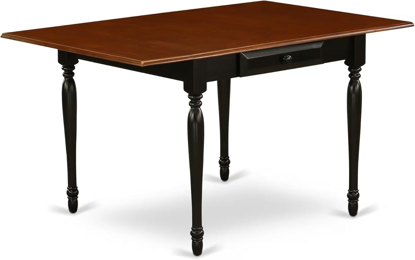 East West Furniture MZNI3-BCH-W 3 Piece Dining Table Set for Small Spaces Contains a Rectangle Dining Room Table with Dropleaf and 2 Wood Seat Chairs, 36x54 Inch, Black & Cherry
