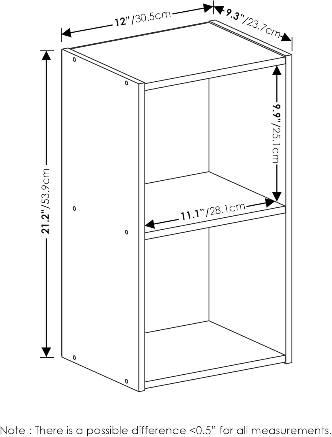 Furinno Luder Bookcase / Book / Storage, 2-Tier Cube, Green/White