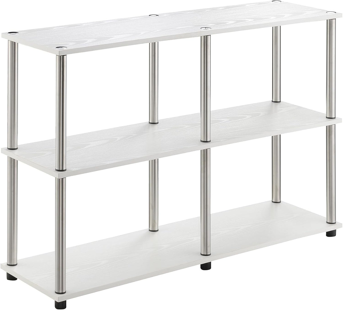 Convenience Concepts Designs2Go No Tools 3 Tier Wide Console Table 42" - Modern Multipurpose Accent with Shelves for TV Media Center, Office Desk Extension, Entryway Display, & Home Storage, White