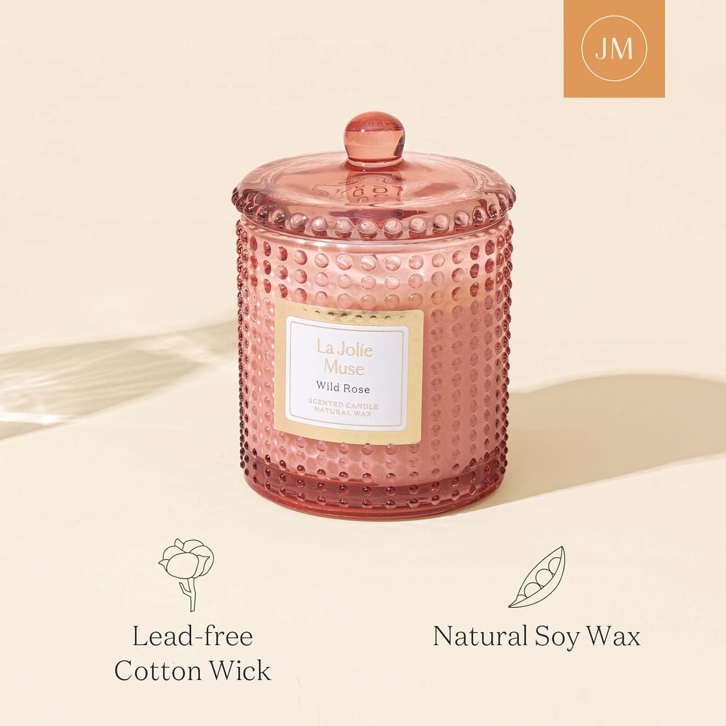 LA JOLIE MUSE Rose Noir & Oud Scented Candle – Lemon, Rose & Oud | 10 oz Natural Soy Wax | 55 Hours Clean Burn | Gift-Ready for Hosts & Gatherings | Elegant Home Décor