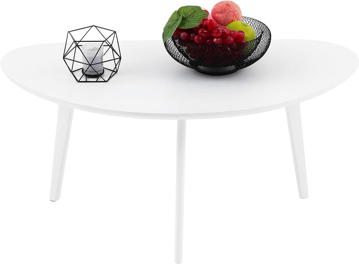 FIRMINANA Small White Oval Coffee Table for Small Space,Simple Modern Table for Apartment or Livingroom Corner,White,18.9" D x 33.47" W x 15.75" H