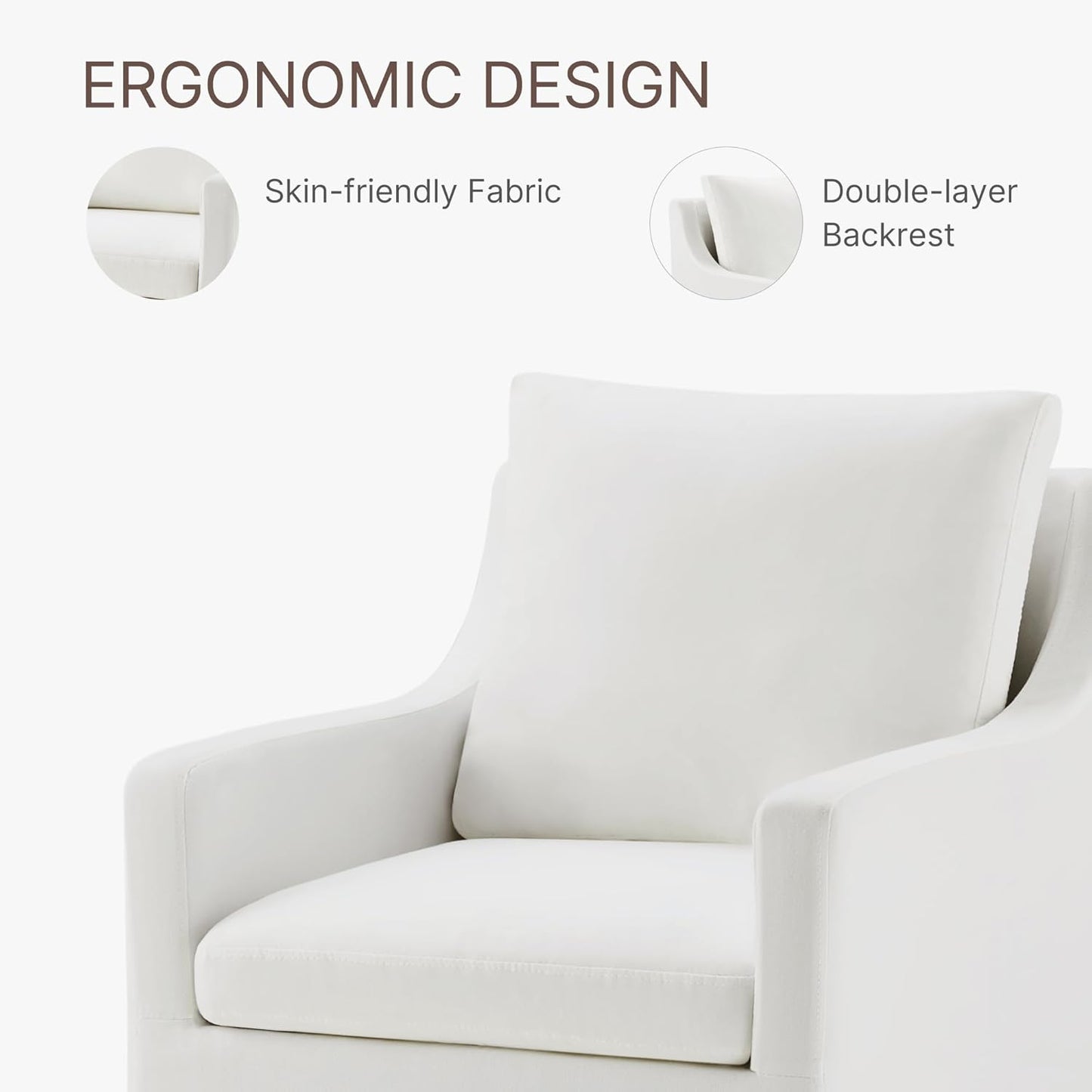 Upholstered Dining Chairs with Casters Washable Cover Side Deskchair with Rollers for Diningroom, Living Room, Cream, 4 Box