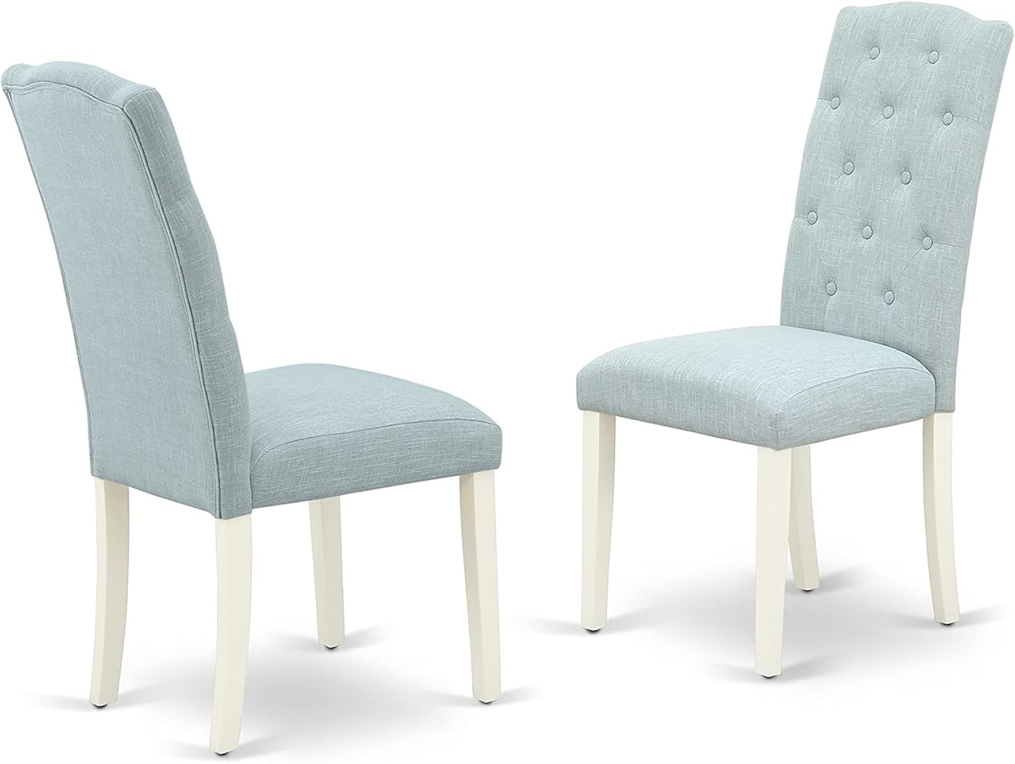 East West Furniture X077CE215-5 5 Piece Dining Table Set for 4 Includes a Rectangle Kitchen Table with X-Legs and 4 Baby Blue Linen Fabric Parson Dining Chairs, 40x72 Inch, Multi-Color