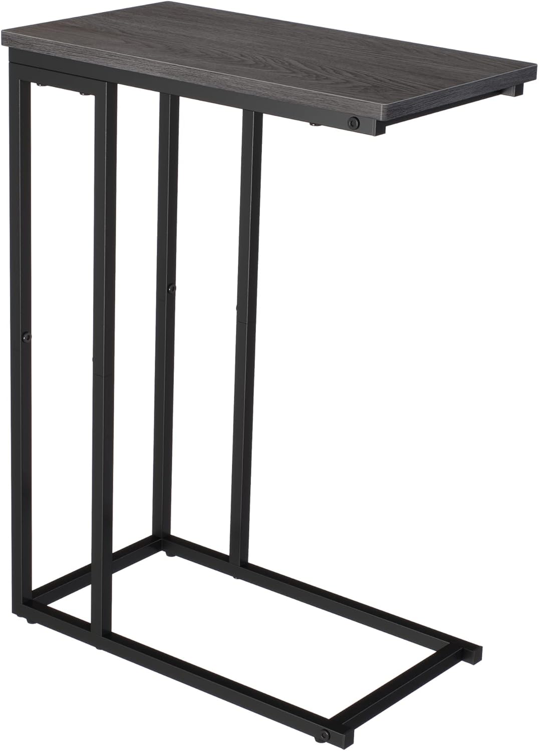 Yusong Small C Shaped End Table, Slim Narrow Couch Side Tables Slide Under Sofa Bed, Skinny Snack Tray Table for Coffee Laptop in Living Room,Easy Assembly,Grey