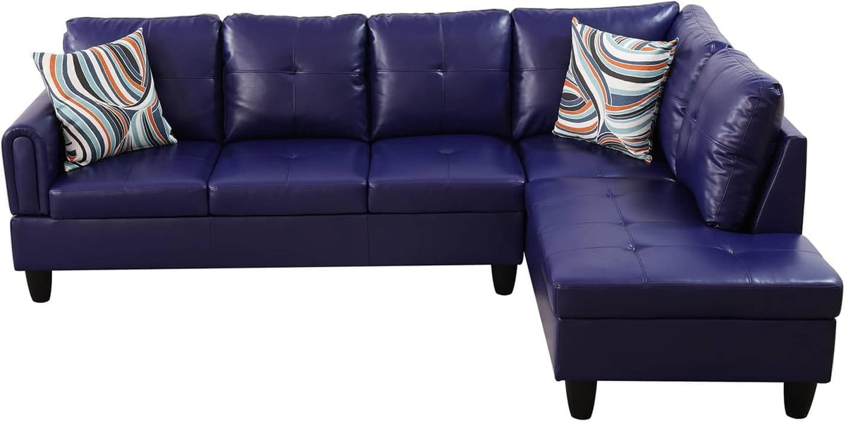 NicBex Sectional Couch 3 Pieces Sofa Set with Left Chaise Faux Leather L Shaped Cloud Couch for Living Room Furniture Sets with Storage Ottoman, Modular Sofa for Living Room & Apartment, Indigo
