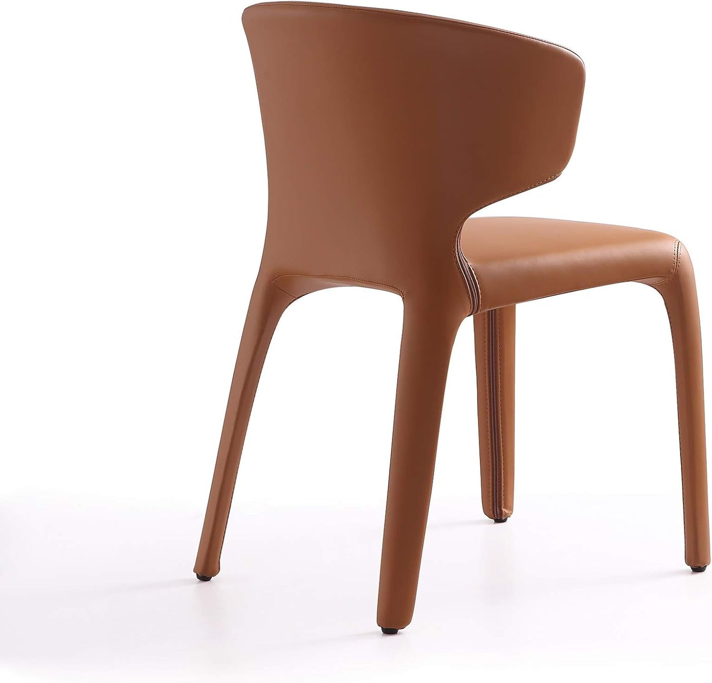 Manhattan Comfort Conrad Mid Century Modern Dining Chairs Woven Tweed Upholstered Kitchen Furniture with Contoured Back, Foam Padding & Metal Legs, Set of 2, Saddle