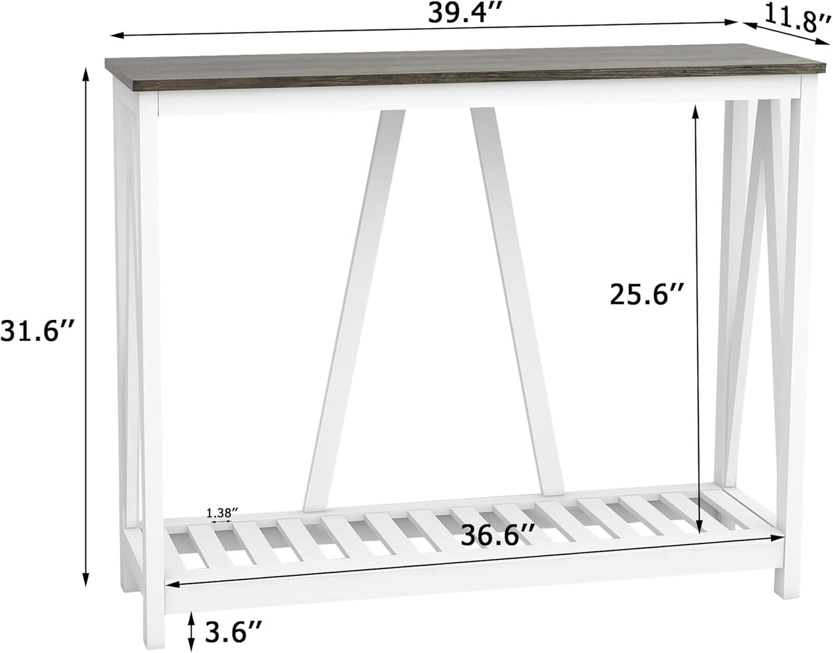 Farmhouse Console Table for Entryway, 39.3 Inch Sofa Table with Storage Shelf, Hallway Table, Narrow Behind Couch Table for Foyer, Living Room，Dark Oak