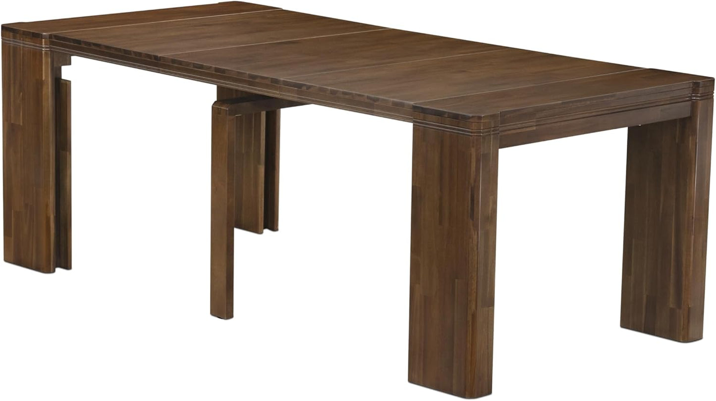 X12X2-008-28 - 13-Pc Dining Room Table Set includes an Extendable Rectangle Kitchen Table and 12 Stackable Polyester Fabric Dining Chairs, 39x120 Inch, Antique Walnut