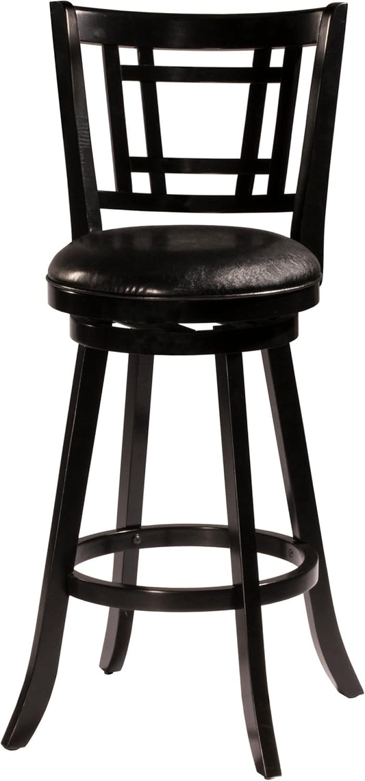 Hillsdale Fairfox Swivel Stool with Rectangular Lattice Back, Bar Height, Black