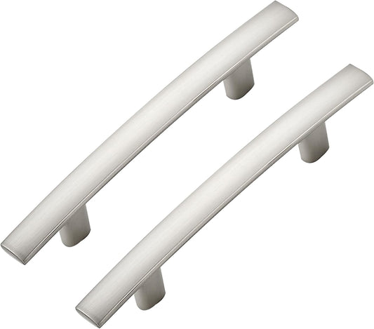 15 Pack Cabinet Handles 3" Hole Center - Curved Cabinet Pulls Brushed Nickel Drawer Pulls for Kitchen Cupboard Solid Hardware for Dresser Drawer Arch Hardware