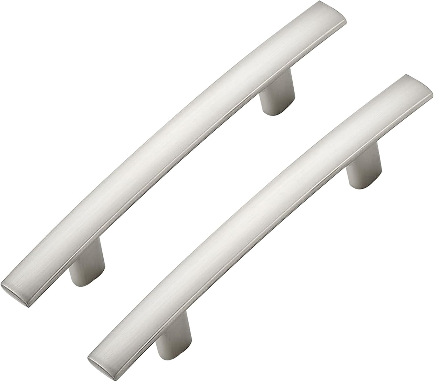 25 Pack Cabinet Handles 3" Hole Center - Curved Cabinet Pulls Brushed Nickel Drawer Pulls for Kitchen Cupboard Solid Hardware for Dresser Drawer Arch Hardware