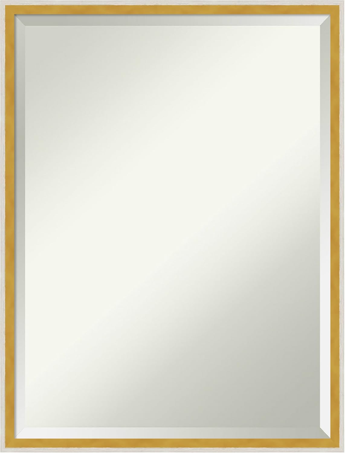 Amanti Art White Bathroom Mirror for Over Sink, 25x19 Paige White Gold Rectangle Vanity Mirror, Medium Modern Contemporary Wood Frame, Hangs Horizonally and Vertically, Bathroom Wall Decor, Beveled