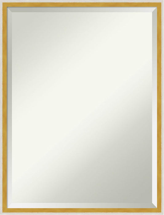 Amanti Art White Bathroom Mirror for Over Sink, 25x19 Paige White Gold Rectangle Vanity Mirror, Medium Modern Contemporary Wood Frame, Hangs Horizonally and Vertically, Bathroom Wall Decor, Beveled