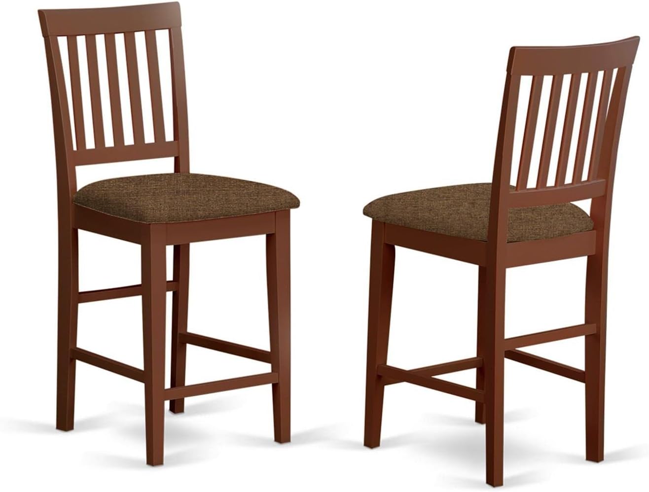 East West Furniture YAVN3-MAH-C 3 Piece Kitchen Counter Height Dining Table Set Contains a Rectangle Dining Room Table and 2 Linen Fabric Upholstered Chairs, 30x48 Inch, Mahogany