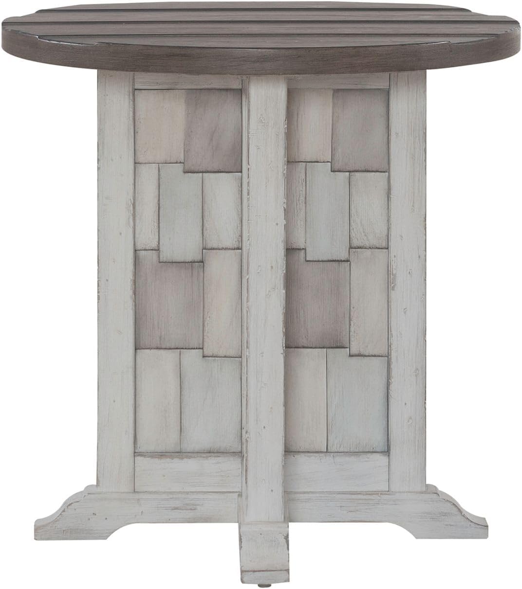 Liberty Furniture River Place Living Room Round Chairside Table - Riverstone White & Tobacco