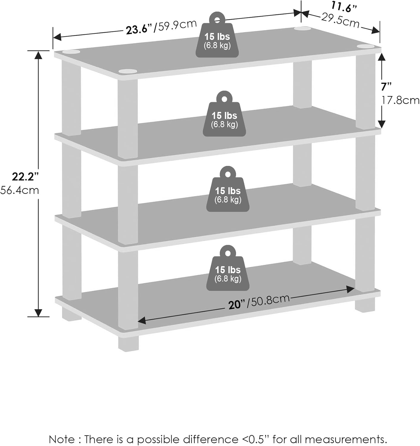 Furinno Turn-S-Tube 4-Tier Multipurpose Standing Shelves, Espresso/Black, Set of 2