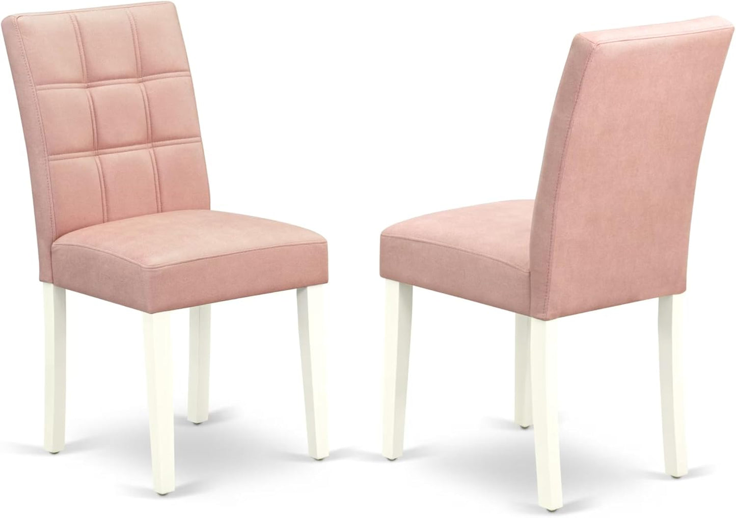 East West Furniture DLAS3-WHI-42 3 Piece Dining Table Set consists A Dinner Table and 2 Beige Red Polyester Fabric Parson Kitchen Chairs with Stylish Back- Linen White Finish