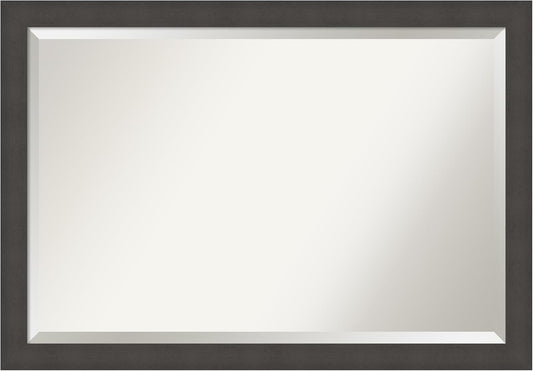 Amanti Art Silver Bathroom Mirror for Over Sink, 28x40 Blaine Light Pewter Narrow Rectangle Vanity Mirror, Large Modern Contemporary Frame, Hangs Horizonally and Vertically, Bathroom Wall Decor