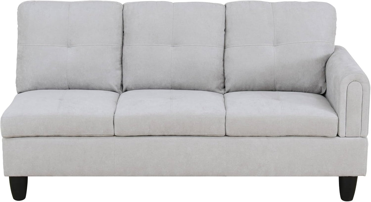 NicBex Sectional Couch 3 Pieces Sofa Set with Right Chaise Flannel L Shaped Cloud Couch for Living Room Furniture Sets with Storage Ottoman, Modular Sofa for Living Room & Apartment, Light Grey