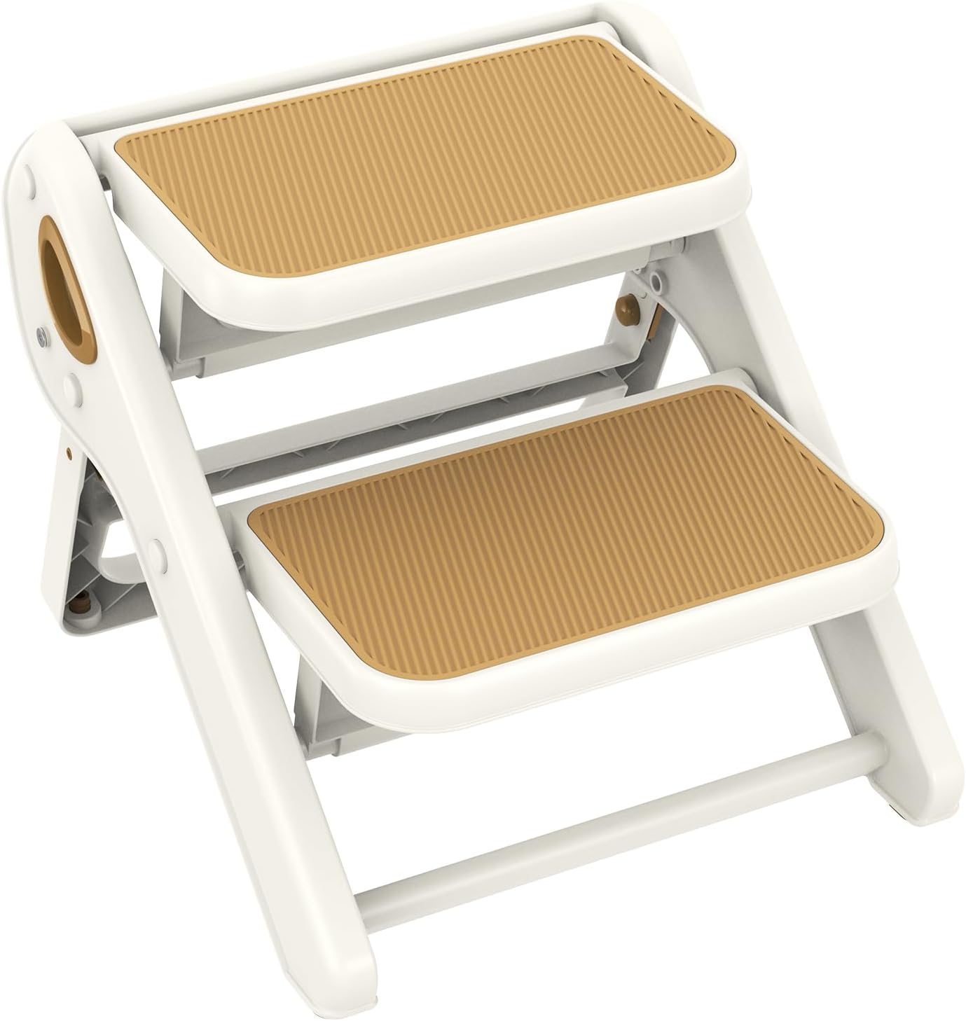 Toddler Step Stool, iNeibo 2-Step Foldable Step Stool for Kids, Widened & Thickened with Anti-Slip Design, Safer for Children Use for Kitchen, Bathroom, Toilet Training - Khaki