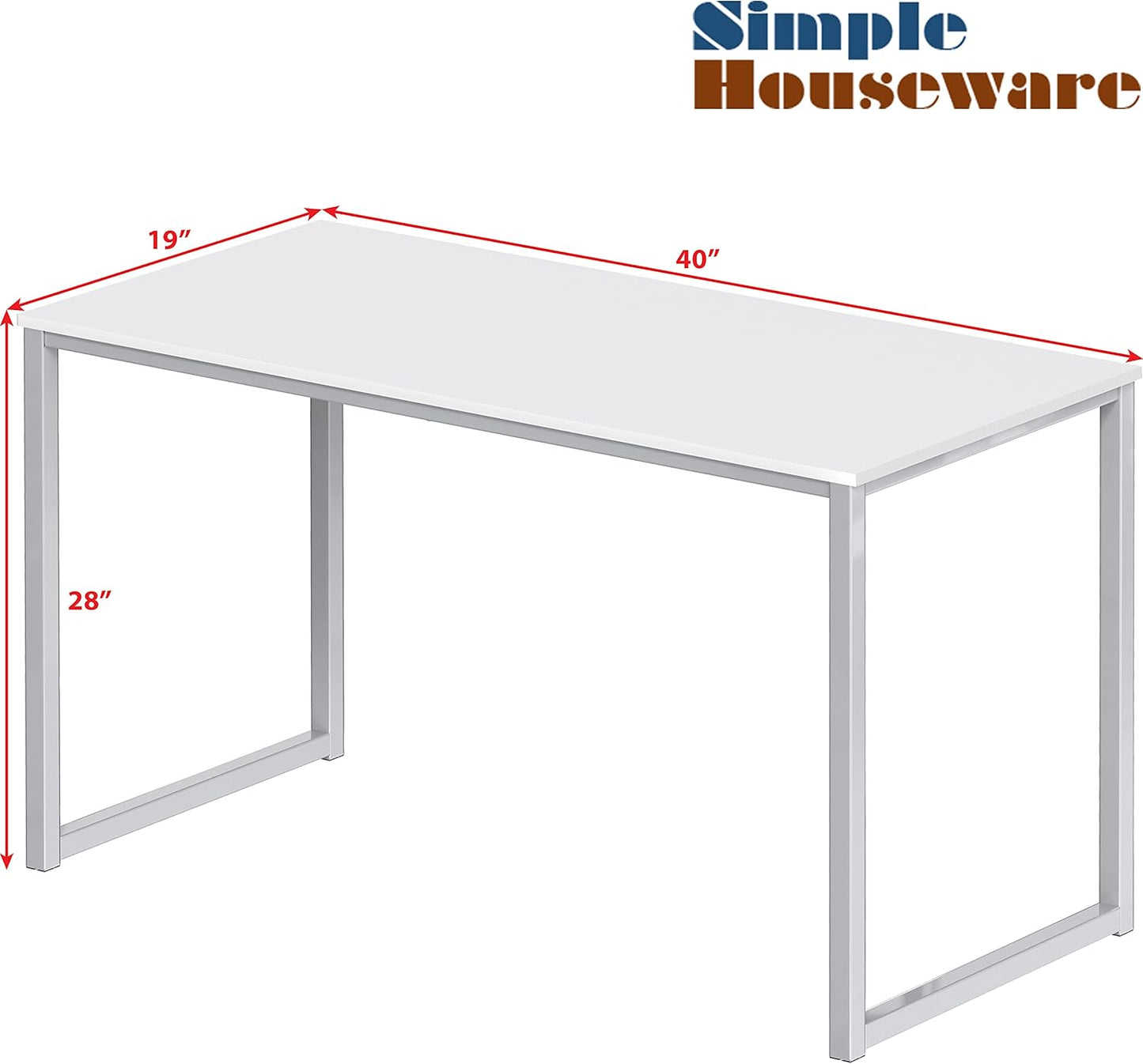 SHW Mission 40-Inch Home Office Computer Desk, White