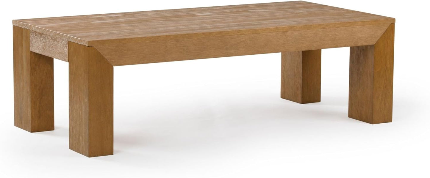Plank+Beam Modern Rectangular Coffee Table, 48", Medium Sized Coffee Table, Center Tables for Small Spaces, Living Space Medium Tea Table, Pecan Wirebrush