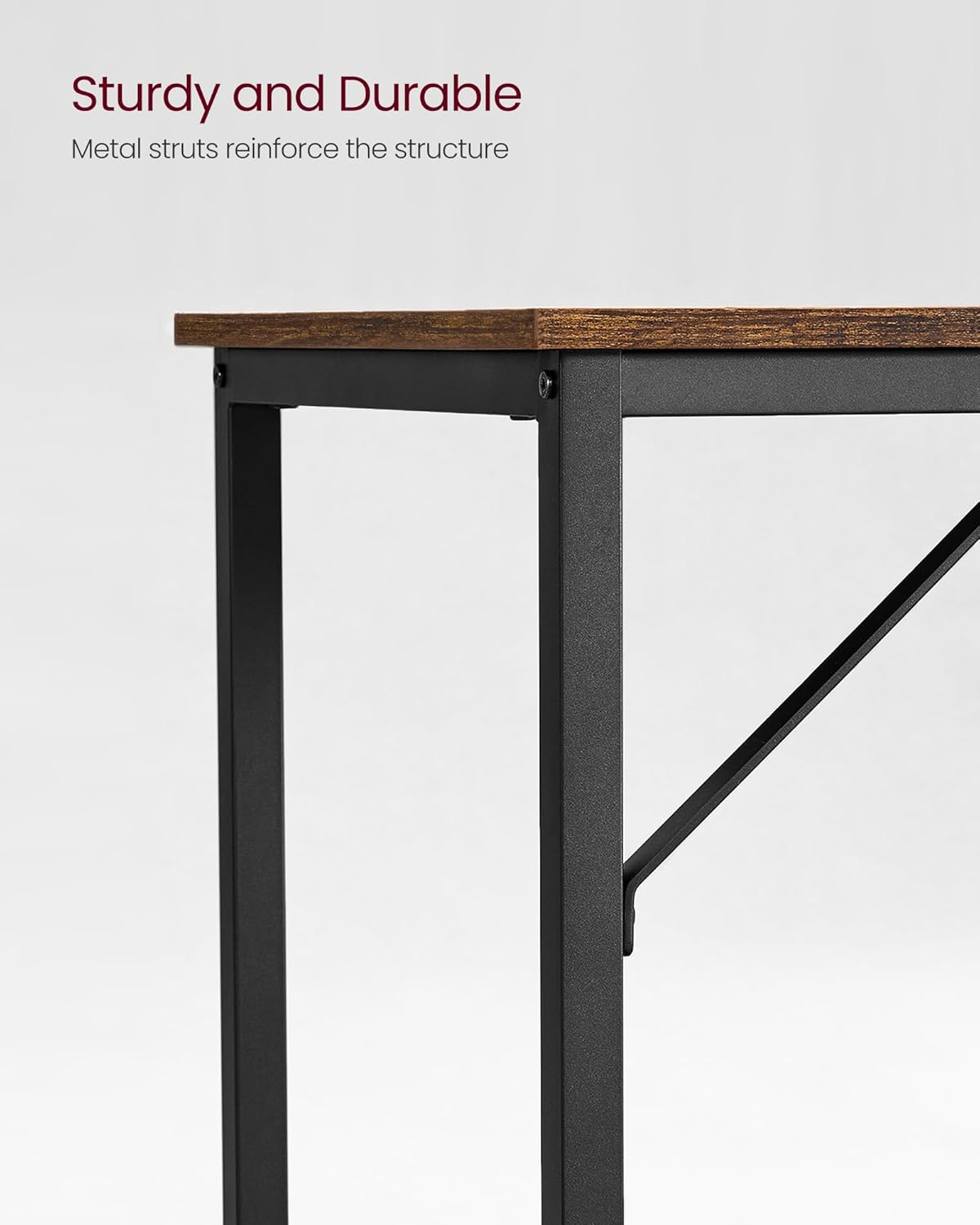 VASAGLE Computer Desk, Gaming Desk, Home Office Desk, for Small Spaces, 19.7 x 39.4 x 29.9 Inches, Industrial Style, Metal Frame, Rustic Brown and Black ULWD41X