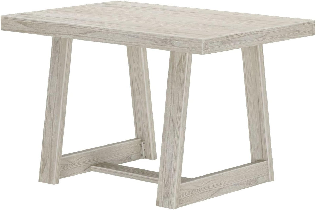 Plank+Beam 48 Inch Farmhouse Dining Table, Rustic Solid Wood Kitchen Table, Dinner Table for Dining Room, Home Office Furniture, White Sand Wirebrush