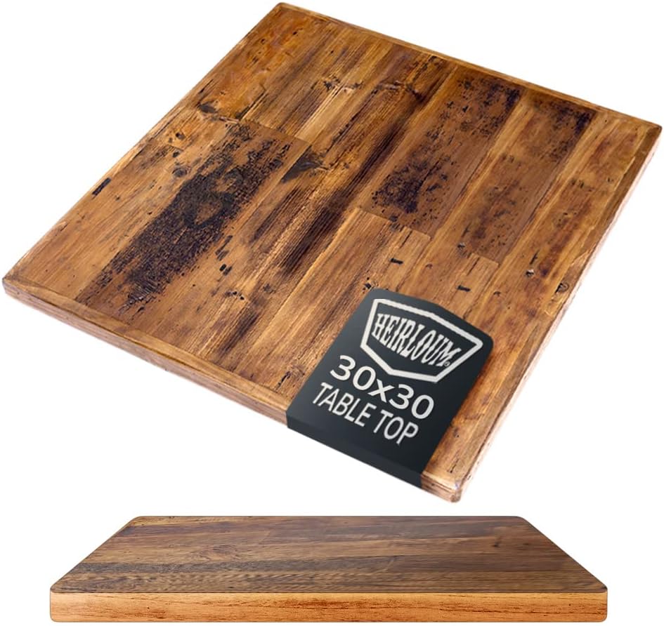 Reclaimed Wood Table Top - Rustic Recycled Wooden Piece Perfect for Signs, Counters, Kitchens, Dining and Coffee Table Tops (Straight Plank Table Top, 30" x 30")