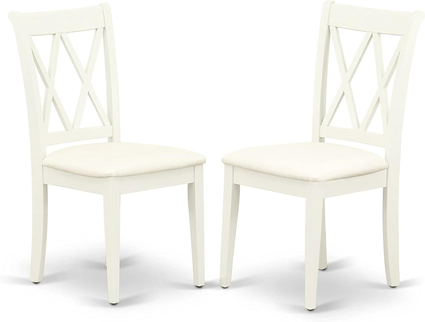 East West Furniture HBCL3-LWH-C 3 Piece Dining Table Set for Small Spaces Contains a Round Dining Room Table with Pedestal and 2 Linen Fabric Upholstered Chairs, 42x42 Inch, Linen White