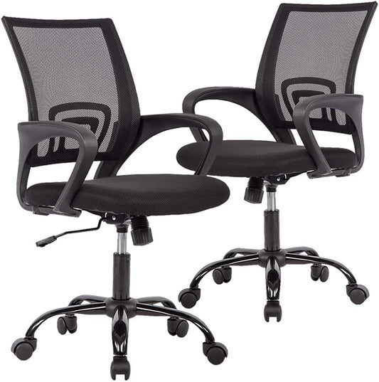 BestOffice Mesh Computer Back Support Modern Executive Adjustable Task Rolling Swivel Chair for Women,Men(2 Pack) (Black)