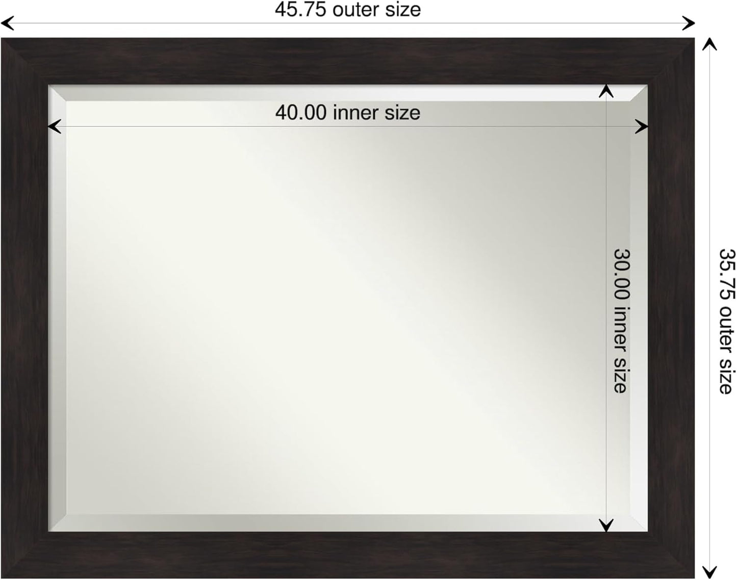 Amanti Art Brown Wall Mirror 36x46 Furniture Espresso Rectangle Bathroom Mirror for Wall Decor Living Room, X-Large Casual Frame, Hangs Horizonally and Vertically, Bathroom Decor, Beveled Edge from WI