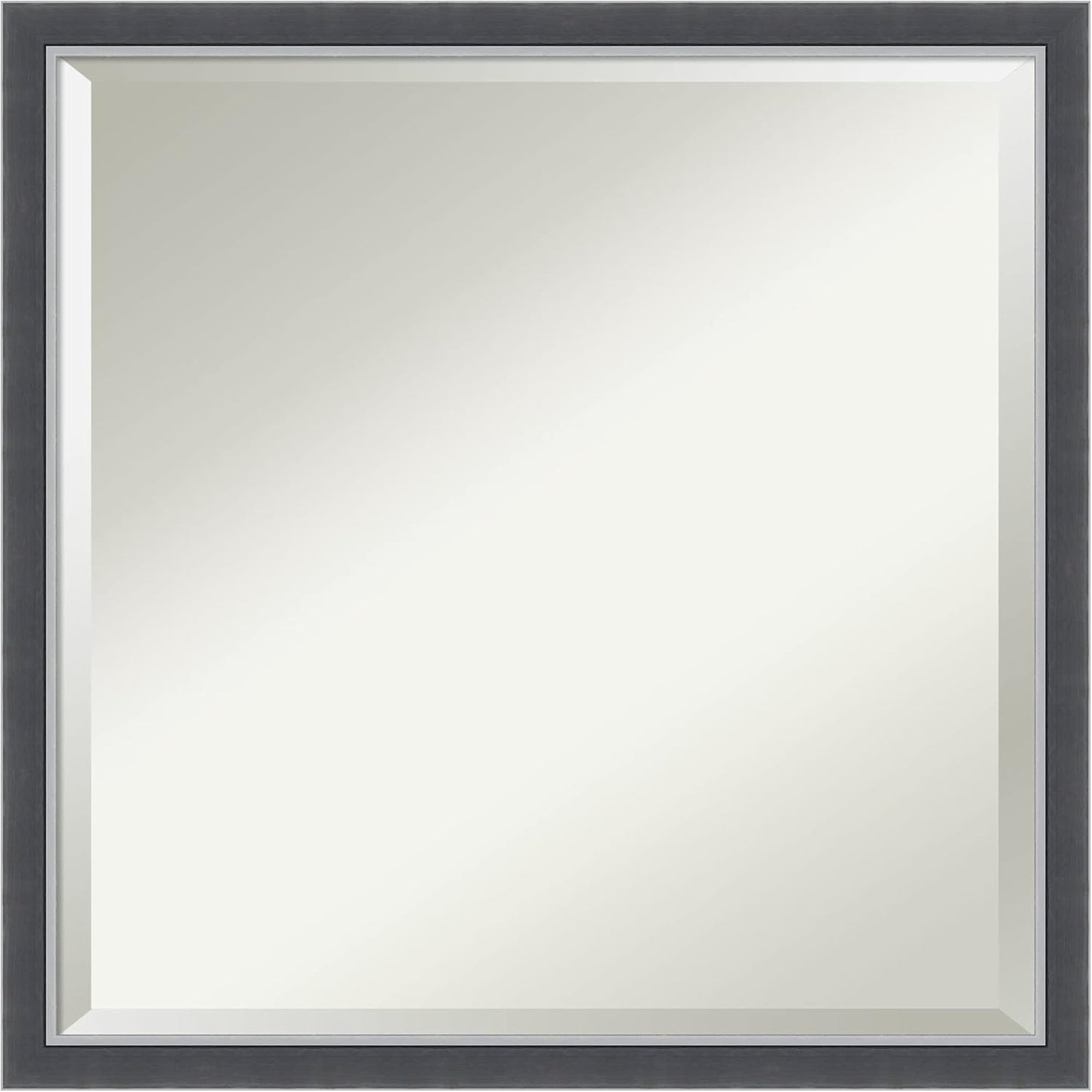 Amanti Art Black Bathroom Mirror for Over Sink, 22x22 Eva Black Silver Thin Square Vanity Mirror, Medium Modern Contemporary Frame, Hangs Horizonally and Vertically, Bathroom Wall Decor, Beveled Edge